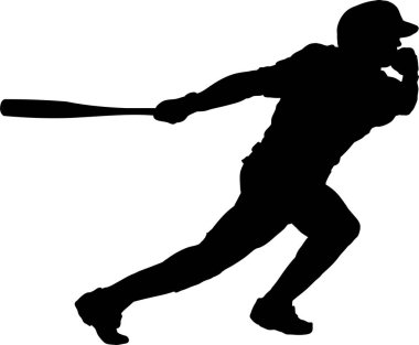 Beyaz arkaplanda beyzbol oyuncusu siluetinin vektör çizimi 