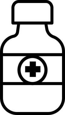 Çapraz sembol etiketli tıbbi şişe simgesi