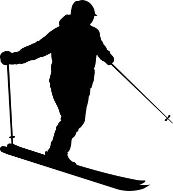 Kayakçının vektör silueti, modern düz vektör resmi