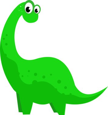 yeşil karikatür dinozor simgesi, vektör illüstrasyonu