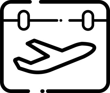 Uçak havalimanı uçuş simgesi, web için basit doğrusal resim