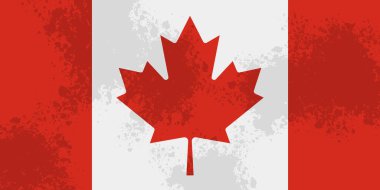Grunge arka planında Kanada bayrağı. vektör illüstrasyonu.