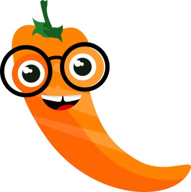 Şirin gülümseyen kırmızı biber, çizgi film karakteri, vektör çizimi