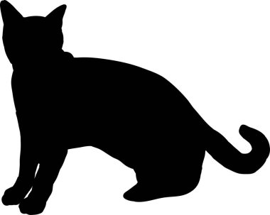 siyah kedi silueti, vektör, illüstrasyon