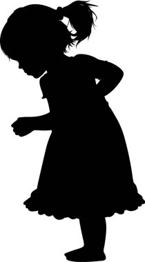 Beyaz arka planda izole edilmiş siyah kız silueti, vektör silueti 