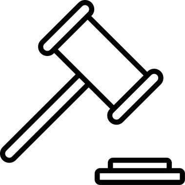 Yargıç tokmak vuruş bloğunu gösteren basit çizgi çizimi