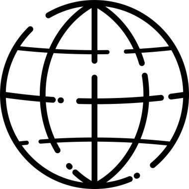 Yerküre küre simgesi ana hat biçimi, vektör illüstrasyonu