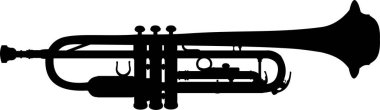 Siyah trompet silueti ayrıntılı kapakçıklar gösteriyor