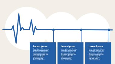 dört ok ve üç parça kağıt içeren mavi bilgi grafikleri