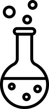 Laboratuar cam şişesinin içinde kaynayan sıvı.