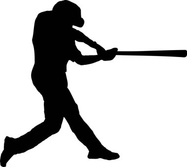 Beyaz arkaplanda beyzbol oyuncusu siluetinin vektör çizimi 