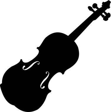 Beyaz arkaplanda siyah bir keman silueti