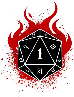 20 kenarlı zar (D20), vektör illüstrasyonu