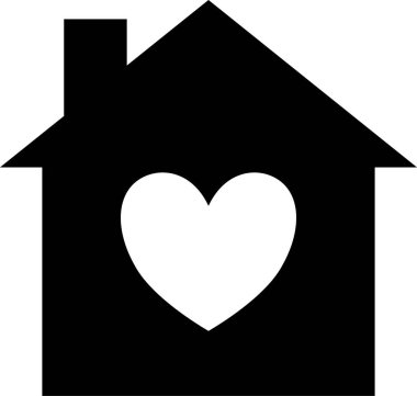 ev simgesi olan kalp, vektör illüstrasyonu