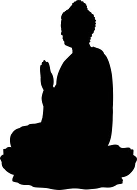 Lotus pozunda meditasyon yapan bir adamın silüeti.. 