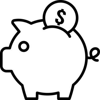 Piggy Bank web simgesi basit vektör illüstrasyonu
