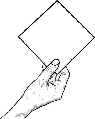 Beyaz arkaplana karşı boş kare kağıt tutmak