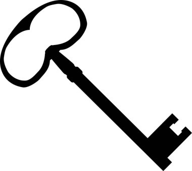 Beyaz arkaplanda eski anahtar simgesi vektör çizimi 