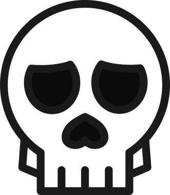 İnsan kafatası düz simgesi, vektör illüstrasyonu