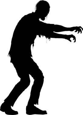 Canavar silueti, zombi adam simgesi, vektör illüstrasyonu