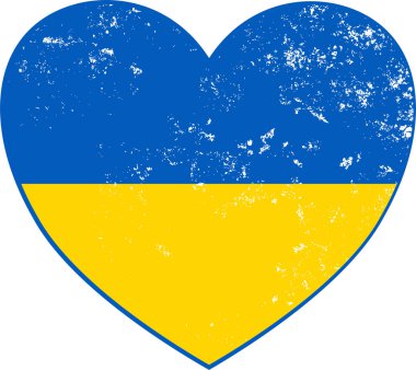 Ukrayna dizaynlı aşk kalbi, vektör illüstrasyonu