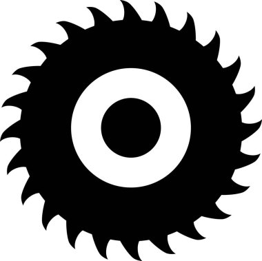 Dişleri olan siyah dairesel testere bıçağı simgesi