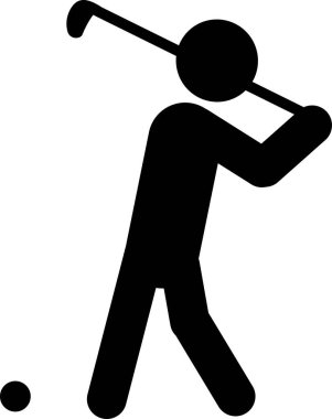 Beyaz arkaplanda golf oyuncusu silueti, vektör illüstrasyonu