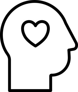 Kalp ikonuna sahip beyin basit düz bir illüstrasyon