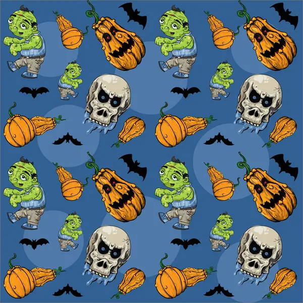 Cadılar Bayramı kafatasları ve kabak ile Seamless modeli 