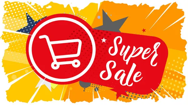 Süper Satış Bayrağı. Vektör illüstrasyonu