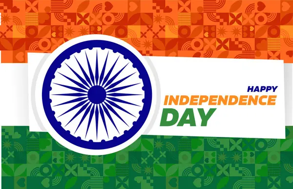 Hindistan 'ın bağımsızlık günü afişi, vektör illüstrasyonu