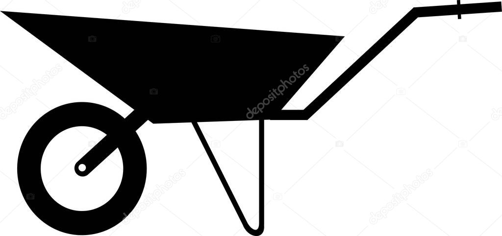 Wheelbarrow construction equipment icon in solid style, simple vector illustration