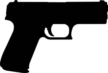 Beyaz arkaplanda siyah silah silueti çizimi 