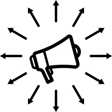 Oklu megafon simgesi, vektör illüstrasyonu