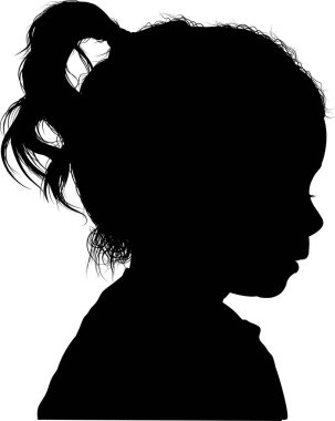 Beyaz arka planda izole edilmiş siyah kız silueti, vektör silueti 