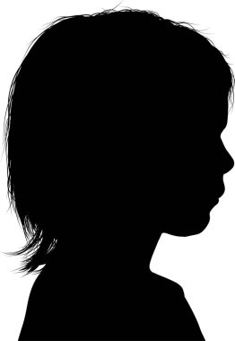 Beyaz arka planda izole edilmiş siyah çocuk silueti, vektör silueti 