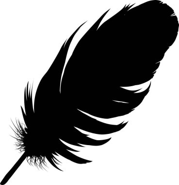 Beyaz arkaplanda vektör tüyü silueti çizimi