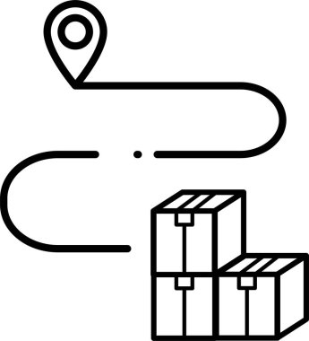 gps konum haritası simgesi ana hat biçimi, paket teslimat navigasyonu, vektör illüstrasyonu