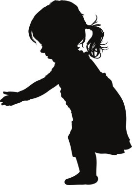 Beyaz arka planda izole edilmiş siyah kız silueti, vektör silueti 