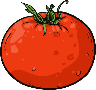 Yeşil yaprak saplı parlak kırmızı domates