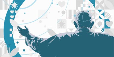 Papa 'nın kutsaması arkadan görüldü, papalık seçimi, toplantı. vektör illüstrasyonu 