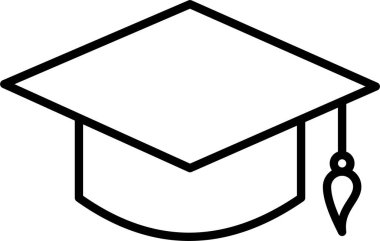 Mezuniyet şapkası simgesi ana hatları, eğitim sembolü 