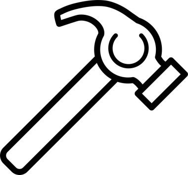 Çekiç Simgesi, Beyaz Arkaplan Vektör İllüstrasyonu 