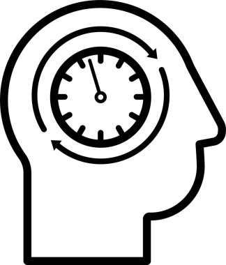 Saat insan simgesi ile karşı karşıya, basit vektör illüstrasyonu