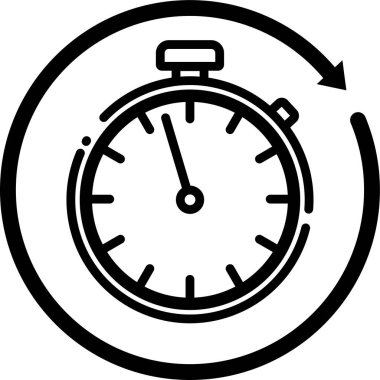 Kronometre simgesi, ana hatlı vektör çizimi