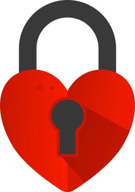 kalp şeklinde asma kilit simgesi, düz bir aşk sembolü