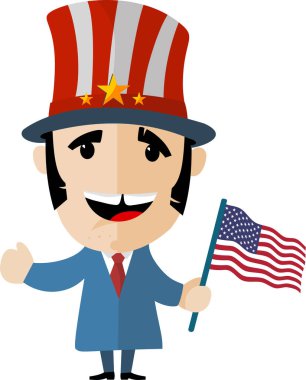 çizgi film mutlu vatansever adam, asgari vektör simgesi