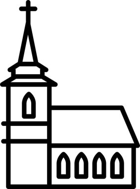 Beyaz arkaplanda kilise simgesi ve vektör illüstrasyonu 