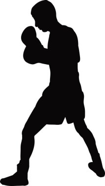 Beyaz arka planda boksör silueti