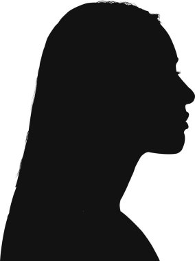 Bir kadının siluetinin silüeti. vektör illüstrasyonu.
